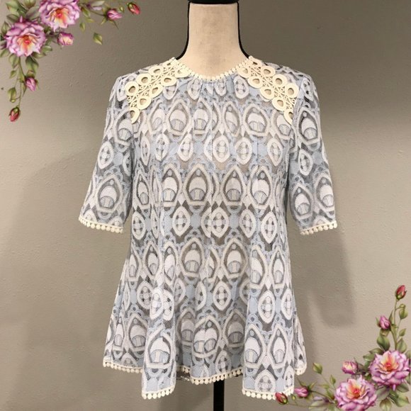 HD in Paris Tops - SOLD Anthro HD in Paris Signa Blue Lace Cut Out Blouse